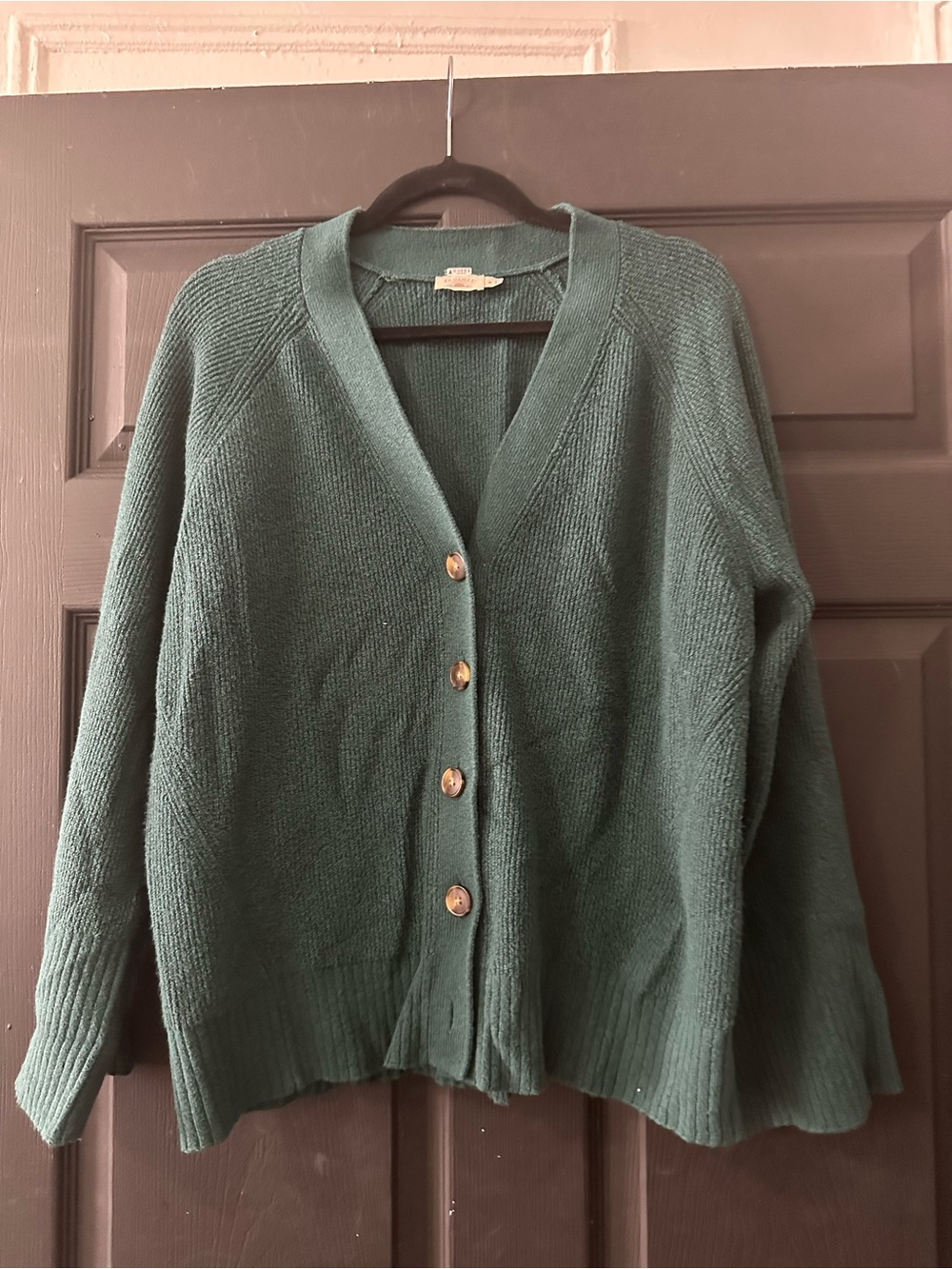 Faherty Forest Green V-Neck Button Cardigan